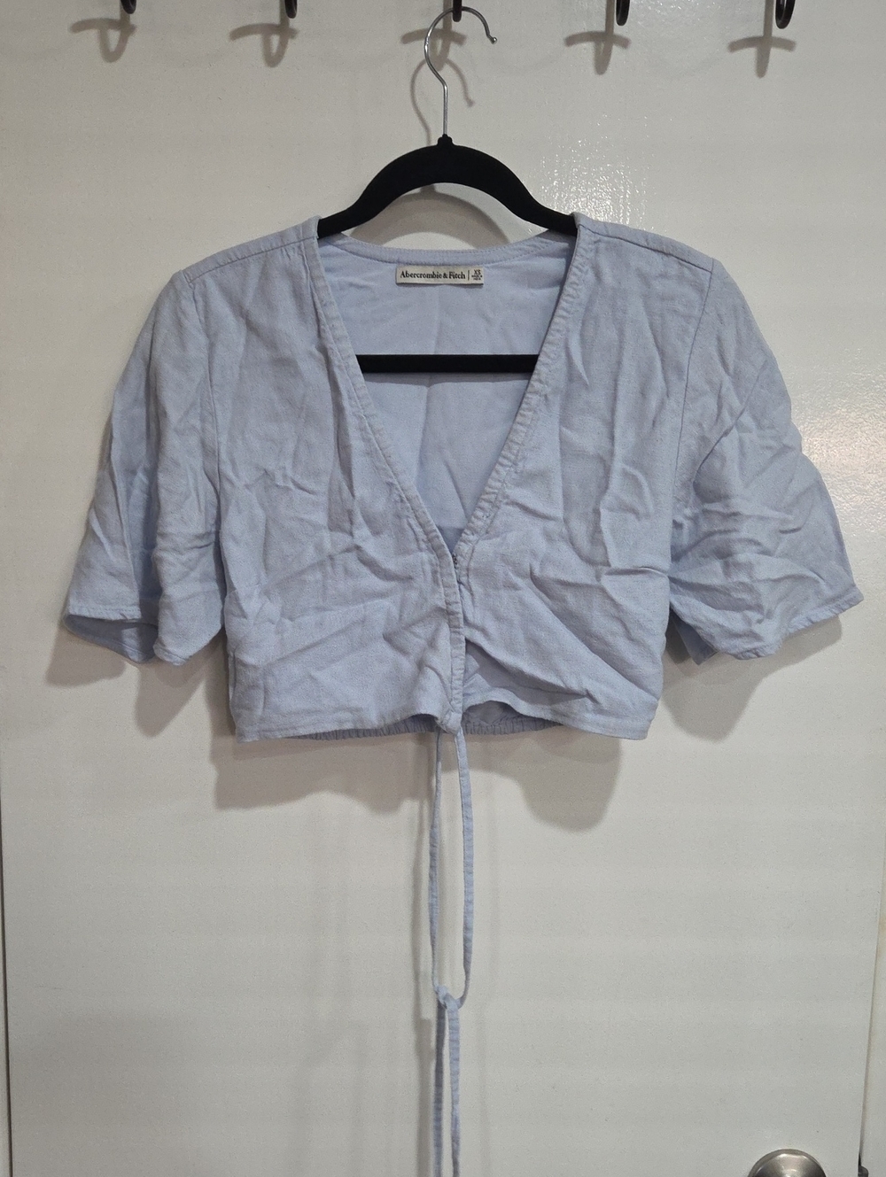 Abercrombie & Fitch Light Blue Crop Wrap Top